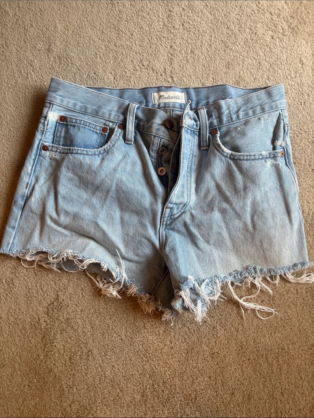 Madewell Light Wash Button-Fly Denim Cutoff Shorts